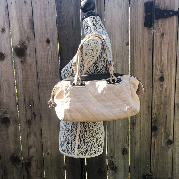 CHANEL Handbags - CHANEL Beige & Brown Diamond Shoulder Hobo Bag